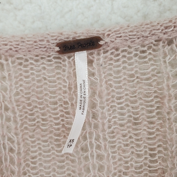 Free People Knit Sweater Top XS Angel Soft Frappucino Latte Mauve Drop Shoulder - Picture 5 of 12